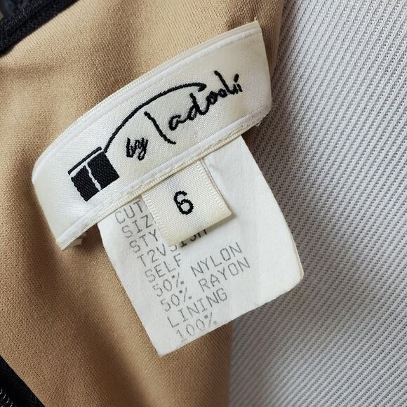 T by Tadashi Dress Lace Paisley Applique Mesh Cocktail Formal Black Tan Size 6 - Picture 10 of 13